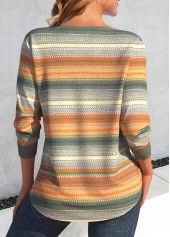 Multi Color Lace Up Striped T Shirt | thumb picture 