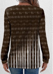 Dark Camel Button Ombre Long Sleeve T Shirt | thumb picture 