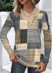 Multi Color Button Geometric Print T Shirt | thumb picture 