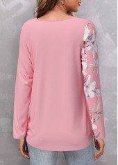 Pink Circular Ring Floral Print T Shirt | thumb picture 
