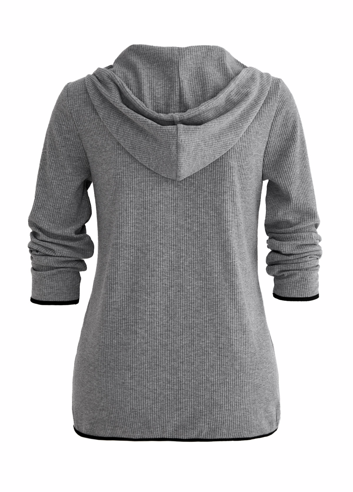 Grey Pocket Zipper Long Sleeve Hoodie | picture 