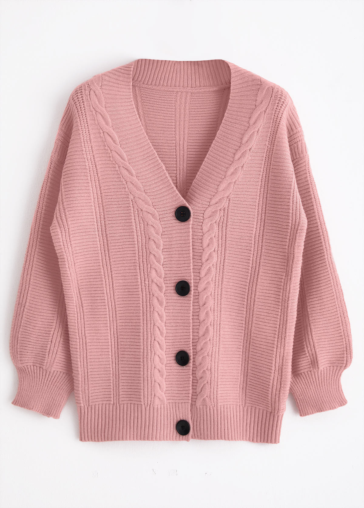 Light Pink Button Long Sleeve Cardigan