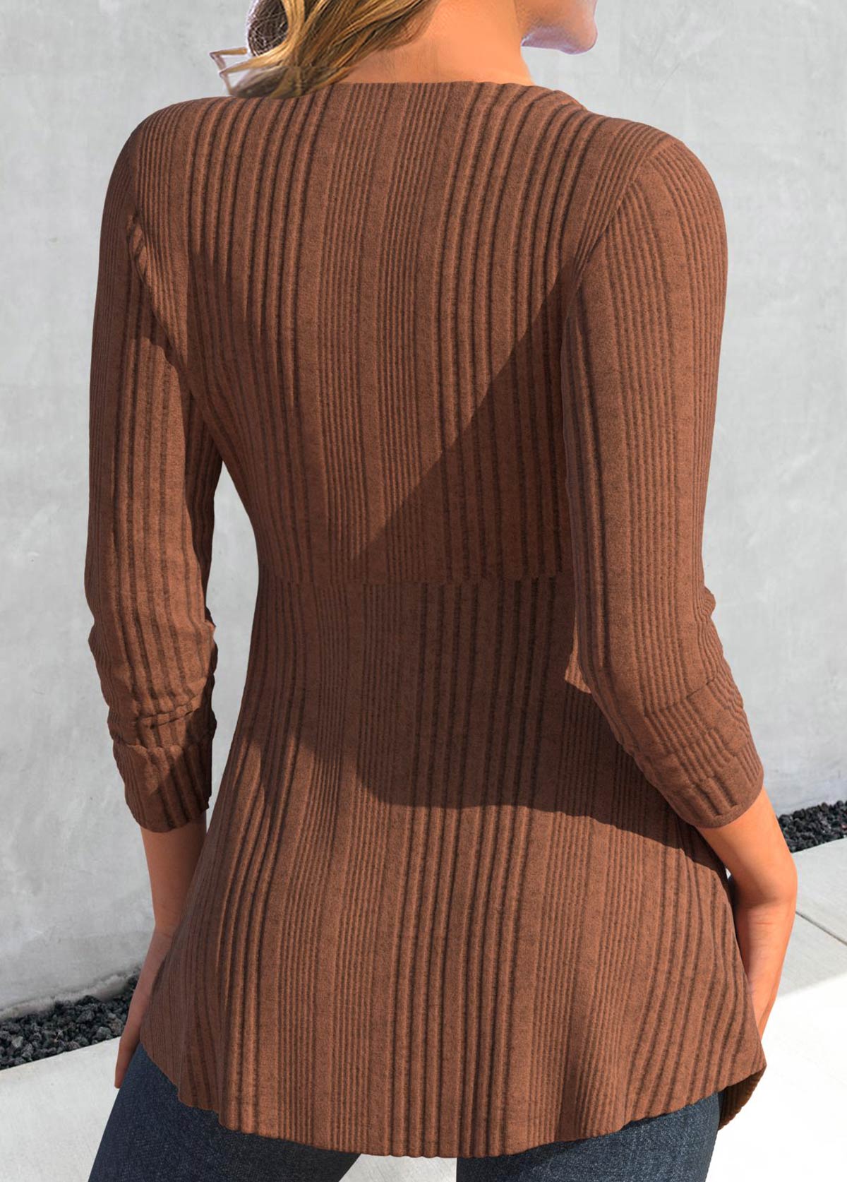 Dark Coffee Button Geometric Print T Shirt | picture 