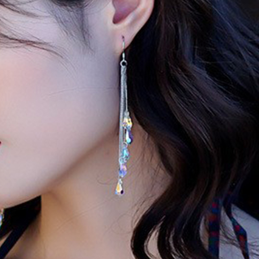 Tassel Multi Color Asymmetrical Alloy Earrings