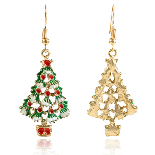 Christmas Patchwork Red Alloy Detail Earrings