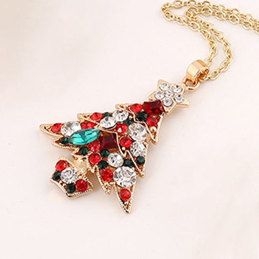 Hot Drilling Red Alloy Detail Necklace