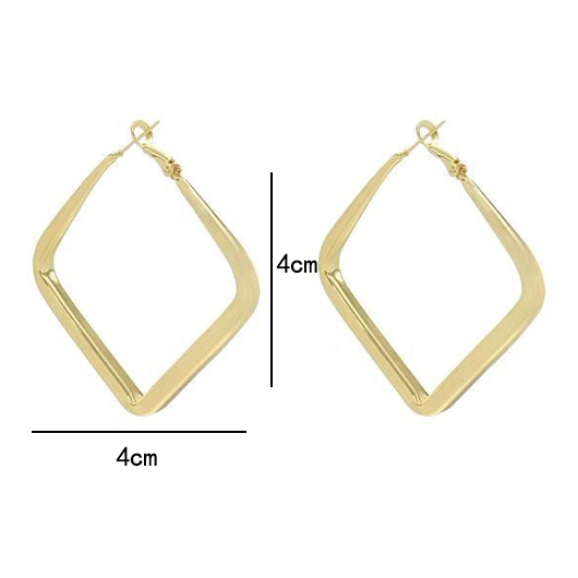 Golden Square Geometric Design Alloy Earrings