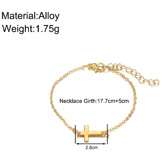 Gold Cross Simple Design Alloy Bracelet