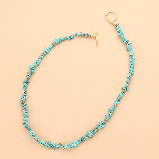 Turquoise Color Round Alloy Detail Necklace | picture 
