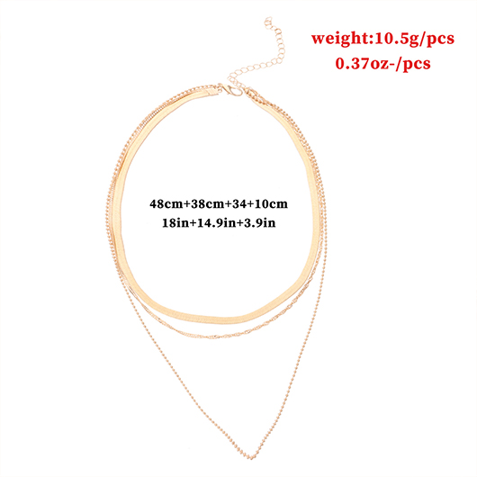 Gold V-Shaped Herringbone Chain Layered Alloy Necklace | picture 