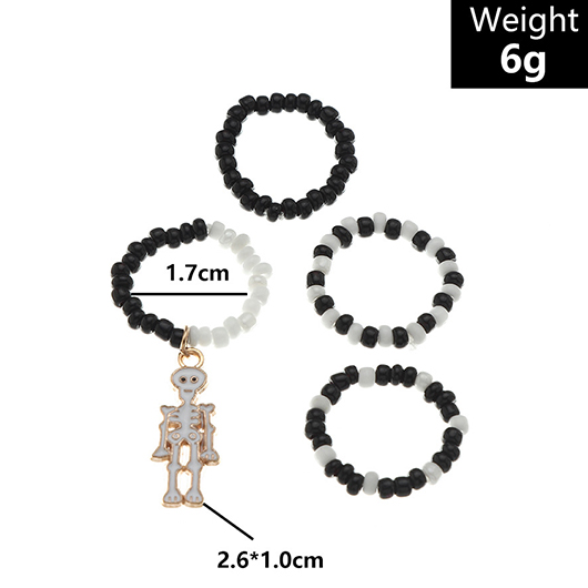 Halloween Black Seed Beads Rings Set | picture 