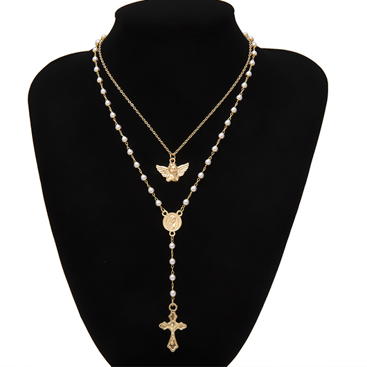 Gold Color Round Alloy Detail Necklace | picture 