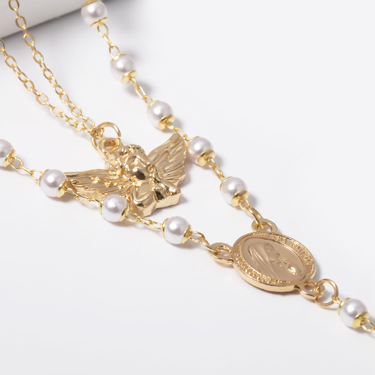 Gold Color Round Alloy Detail Necklace | picture 