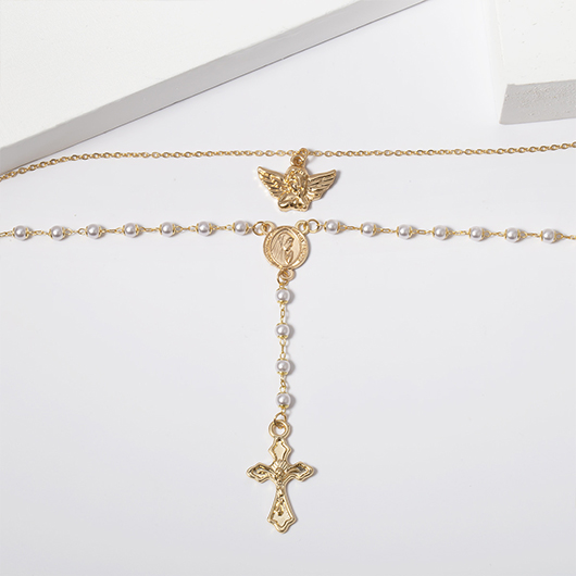 Gold Color Round Alloy Detail Necklace | picture 