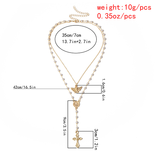 Gold Color Round Alloy Detail Necklace | picture 