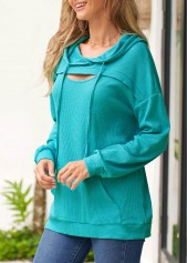 Cyan Lace Up Long Sleeve Hoodie | thumb picture 