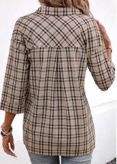 Patchwork Plaid Three Quarter Length Sleeve Blouse | thumb picture 