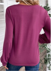 Dark Reddish Purple Sequin Long Sleeve V Neck Blouse | thumb picture 