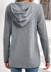 Grey Pocket Zipper Long Sleeve Hoodie | thumb picture 