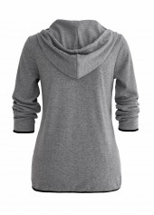 Grey Pocket Zipper Long Sleeve Hoodie | thumb picture 