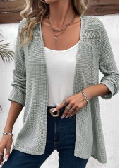 Sage Green Patchwork Long Sleeve Light Cardigan