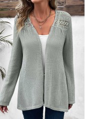 Sage Green Patchwork Long Sleeve Light Cardigan | thumb picture 