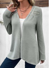 Sage Green Patchwork Long Sleeve Light Cardigan | thumb picture 