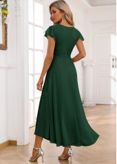 Blackish Green Twist High Low Short Sleeve Dress | thumb picture 