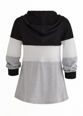 Black Patchwork Long Sleeve Contrast Hoodie | thumb picture 