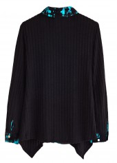 Black Fake 2in1 Geometric Print Long Sleeve Blouse | thumb picture 