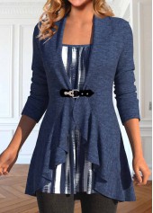 Navy Plus Size Geometric Print Fake Two Piece Twinset | thumb picture 