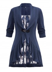 Navy Plus Size Geometric Print Fake Two Piece Twinset | thumb picture 