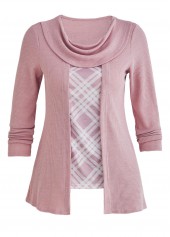 Dusty Purple Plaid Long Sleeve Fake Two Piece Twinset | thumb picture 