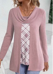 Dusty Purple Plaid Long Sleeve Fake Two Piece Twinset | thumb picture 