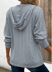 Light Grey Pocket Long Sleeve Hooded Coat | thumb picture 