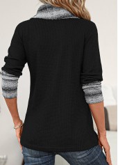 Black Patchwork Striped Long Sleeve Cowl Neck Sweatshirt | thumb picture 