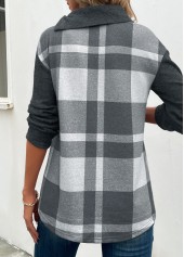Dark Grey Marl Patchwork Plaid Long Sleeve Sweatshirt | thumb picture 