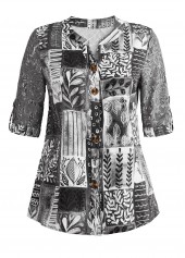 Dark Grey Lace Leaf Print Blouse | thumb picture 