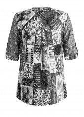 Dark Grey Lace Leaf Print Blouse | thumb picture 