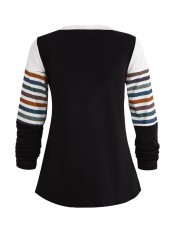 Multi Color Patchwork Striped Long Sleeve T Shirt | thumb picture 
