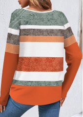 Orange Button Multi Stripe Print T Shirt | thumb picture 