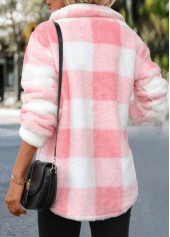 Light Pink Button Plaid Long Sleeve Coat | thumb picture 
