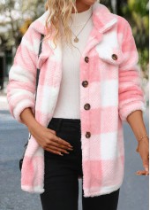 Light Pink Button Plaid Long Sleeve Coat | thumb picture 