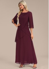 Wine Red Breathable A Line Maxi Dress | thumb picture 