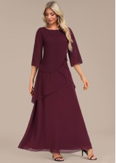 Wine Red Breathable A Line Maxi Dress