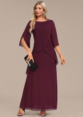 Wine Red Breathable A Line Maxi Dress | thumb picture 