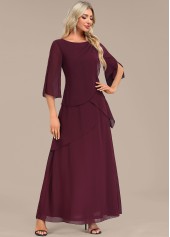 Wine Red Breathable A Line Maxi Dress | thumb picture 