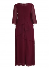 Wine Red Breathable A Line Maxi Dress | thumb picture 