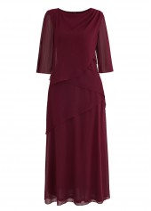 Wine Red Breathable A Line Maxi Dress | thumb picture 