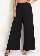 Black Ruched Elastic Waist High Waisted Pants | thumb picture 